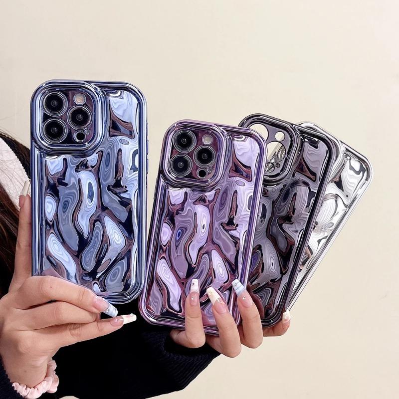 Qianliyao 3D Electroplated Meteorite Pattern Phone Case For iPhone 15 14 13 12 16 Pro Max 14promax Soft Shockproof Back Cover