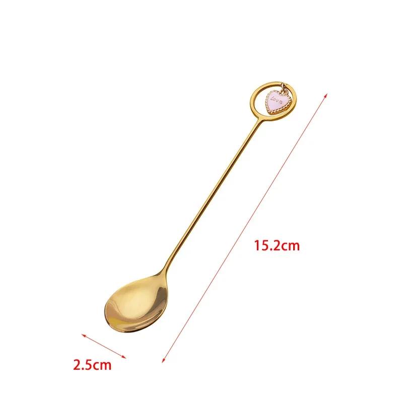 Cuillère à café en acier inoxydable 304 Cuillère à glace pastèque Cuillères à thé Cuillère à dessert Fourchette Avec joli pendentif Vaisselle créative