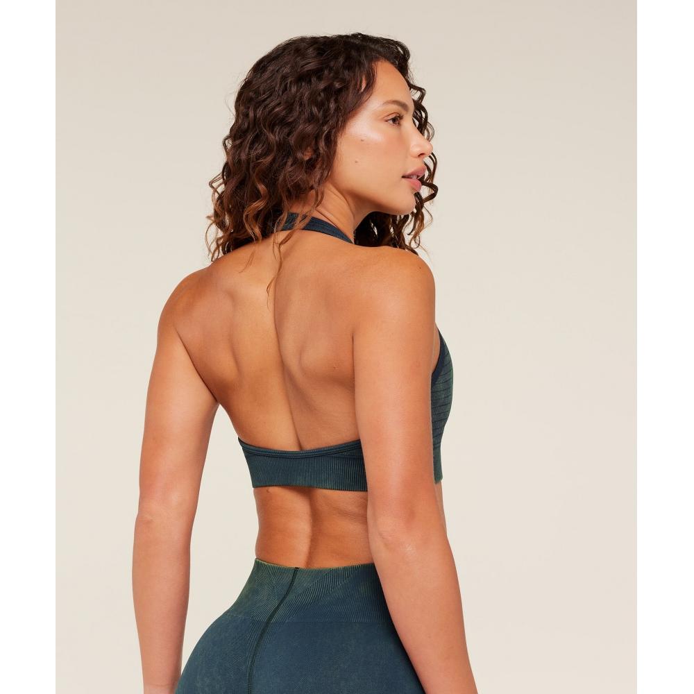 Gymshark Steel Seamless Halter Neck Bra Deep Petrol Blue B6b7d Udth