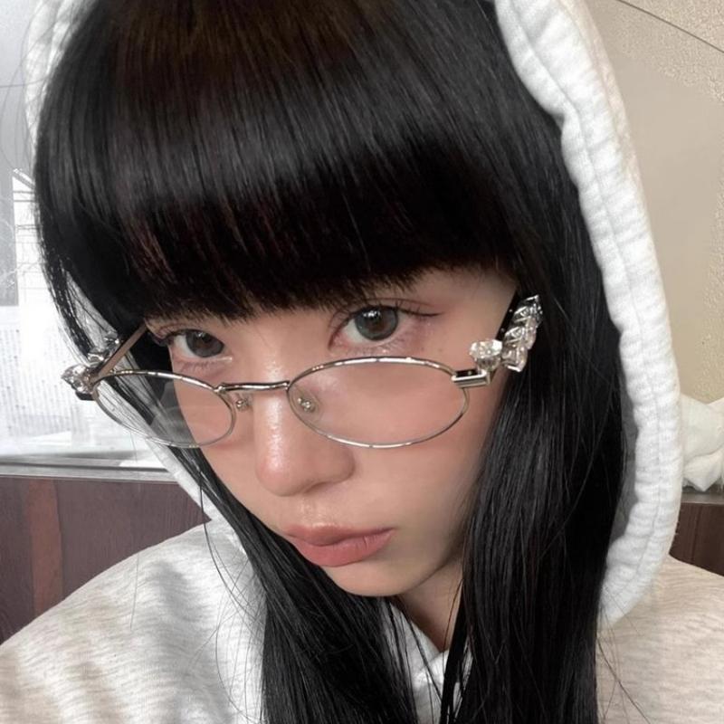 Metal Glasess Oval Retro Women Men Rhinestone Diamonds Sunglasses Unisex Bling Eyeglasses Frames Fashion Eyewear Glasses