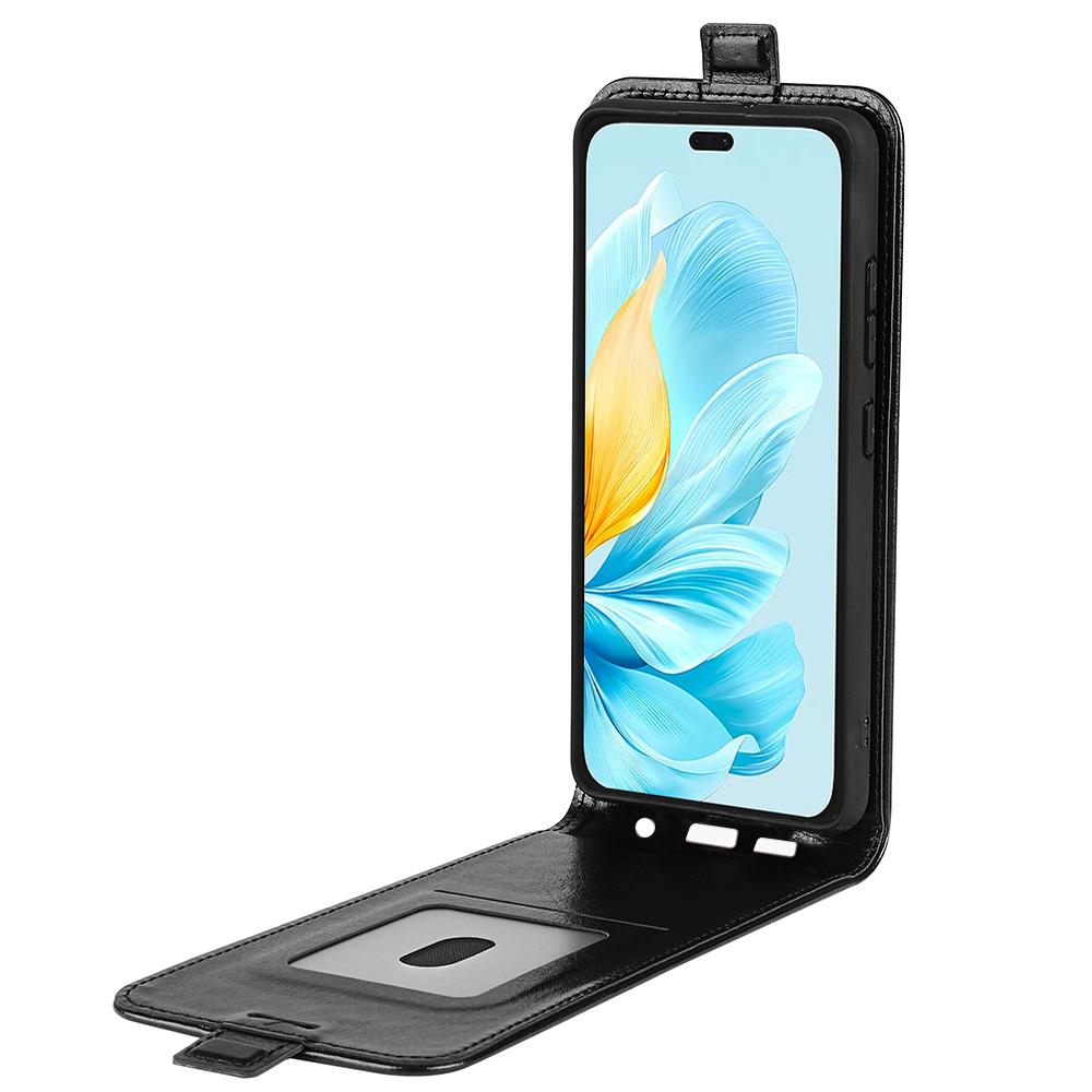 

Vertical Flip Case for Honor 200 Lite Crazy Horse Texture PU Leather Phone Cover Black