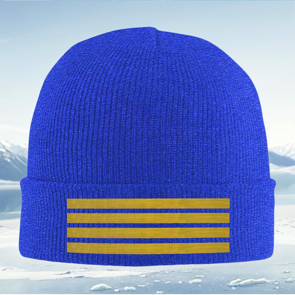 Striped Textured Golden Design Men Women Unisex Knitted Hat Beanie Pullover Cap Winter Thermal Warm Christmas Outdoor Cycling Hi