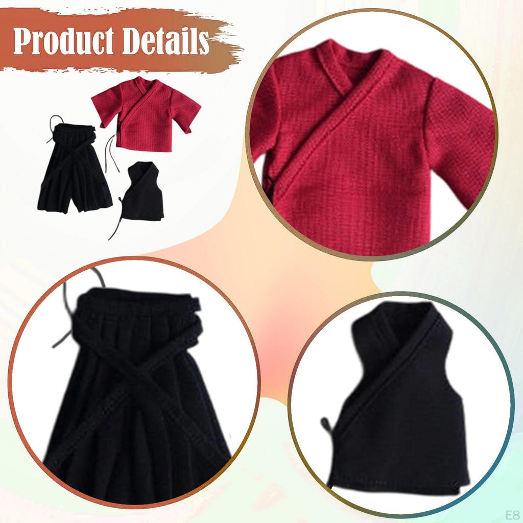 1/ Doll Costume for Figurine, Samurai Uniform, Miniature Clothes 15cm Male Dolls