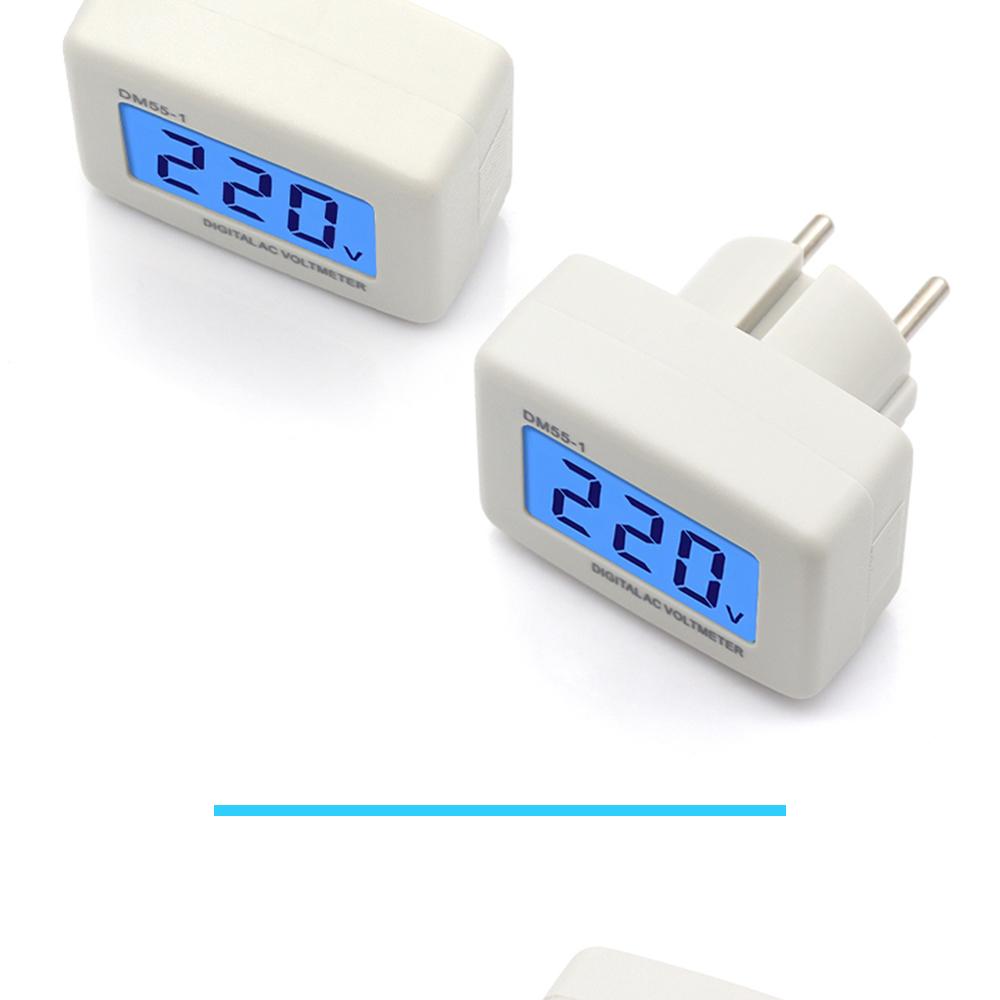 1/5/10PCS Digital Voltmeter EU USA Style Plug Real Time Monitoring of Voltage LCD Display Voltmeter AC100-300V Range DM55-1