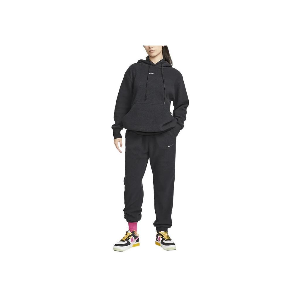 Nike Solid Logo Embroidered Fleece Jogger Pants Women Bottoms Black DQ6813-010