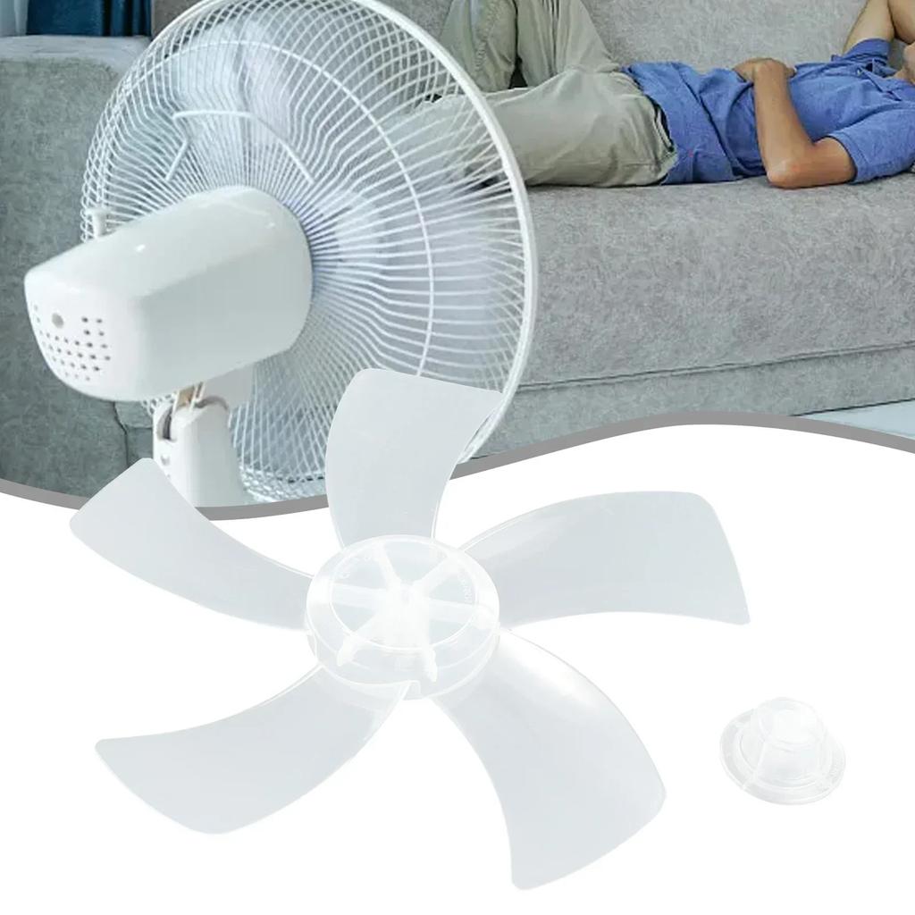 Plastic 12 Inch Fan Blade With Nut Cover Five Replacement For Stand Fan And Desk Fan Accessories In Household Settings