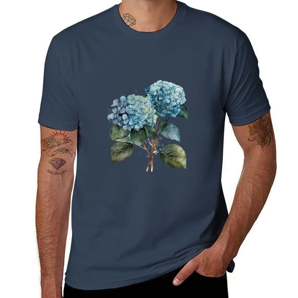 Watercolor Hydrangea TShirt Stylish Graphic Short Sleeve Top