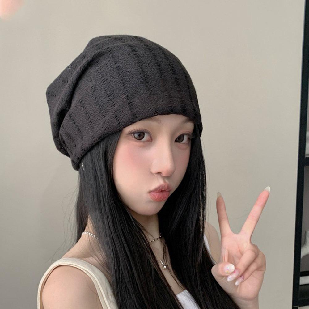 Lace Flower Stacked Hat Thin Soft Pullover Hat Creative Cap  Spring Summer