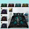 Set Bedspread Bedding New Home Skull Head Print Family Bedroom Full Size Quilt Cover And Pillowcase Microfiber