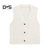 Women's Cropped Sweater Vest V Neck Button Down Crop Top Summer Casual Knit Sleeveless Cardigan for Teens Girls