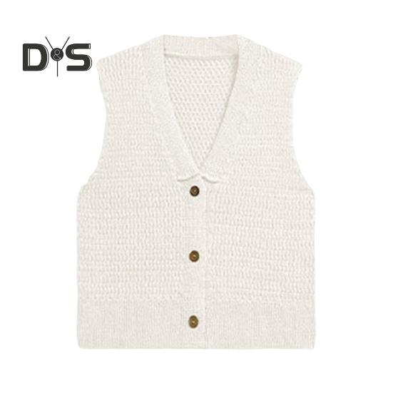 Women's Cropped Sweater Vest V Neck Button Down Crop Top Summer Casual Knit Sleeveless Cardigan for Teens Girls
