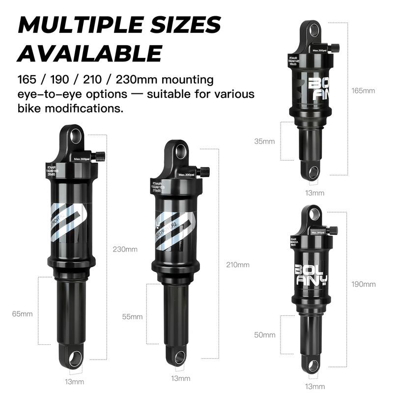 BOLANY Soft Tail Bike Air Rear Absorber Mountain Bike Rear Shock Suspension XC DH Shock MTB 165/190/210/230mm Bike Parts