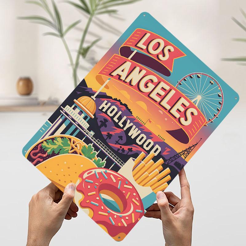 

Los Angeles Travel Tin Plaque Poster Customized Wall Art Retro Vintage Metal Signs for Man Cave Decoration At Home Office Decor 7.9x11.8In(20x30cm)