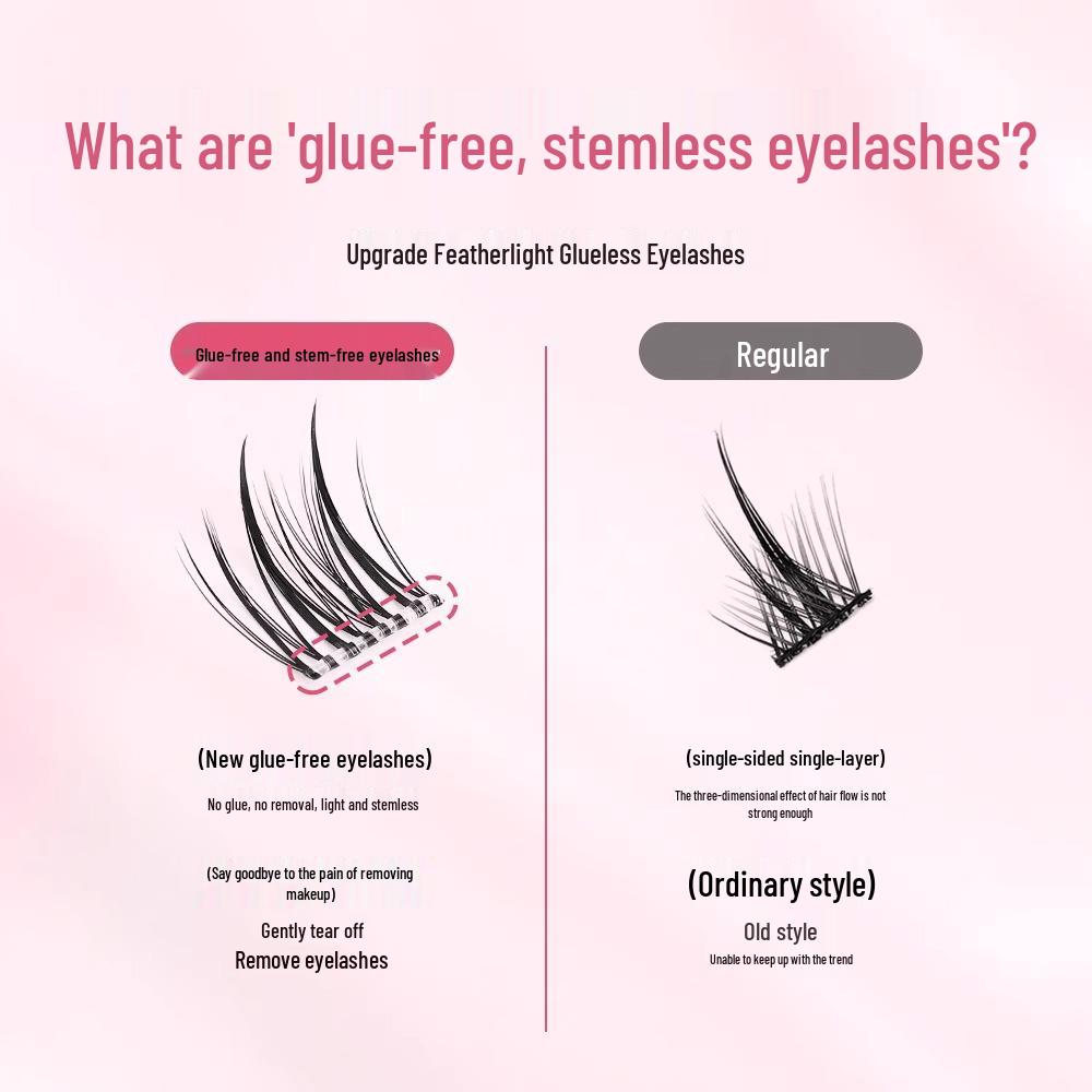 Glue-Free, Stemless, Self-Adhesive Invisible Sunflower False Eyelashes: Lightweight, Double-Pointed, Segmented, Easy for Beginners.