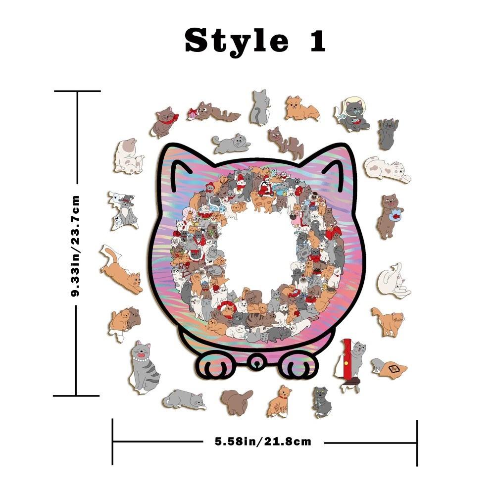 135-piece Cat Wooden Jigsaw Puzzle with Cat Silhouette Frame Cut Cat Pieces