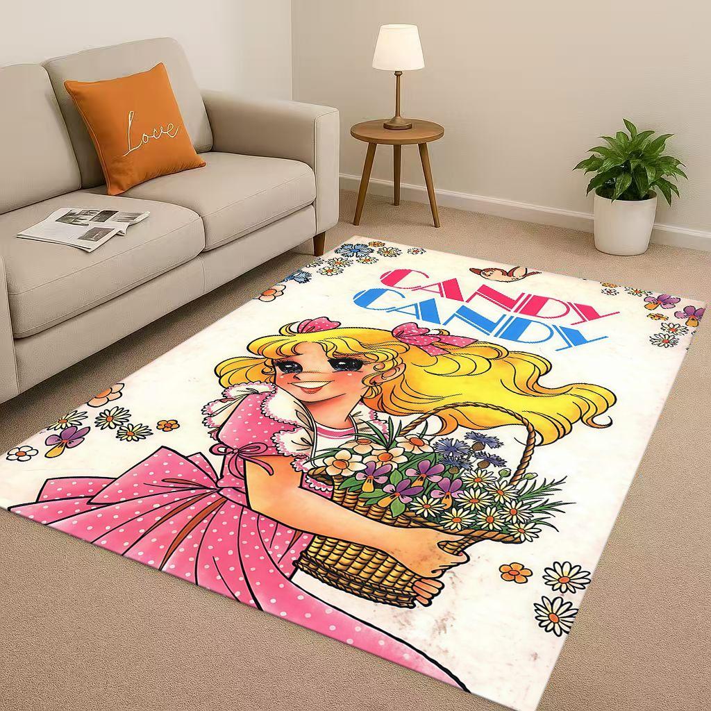 Cartoon Candy Candy Sweet Girl Anime Room Non Slip Area Rug Soft Carpet for Bedroom Playroom Sofa,Easy Clean Home Decor Doormat