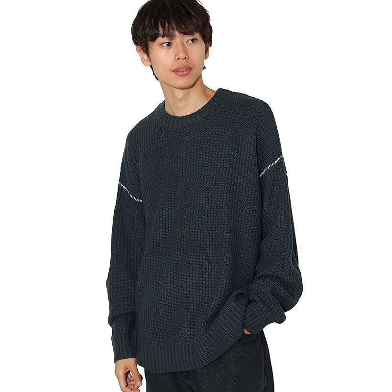 

[Beams Heart] L/S knit Kataase big crew neck knit men s D.GRN S