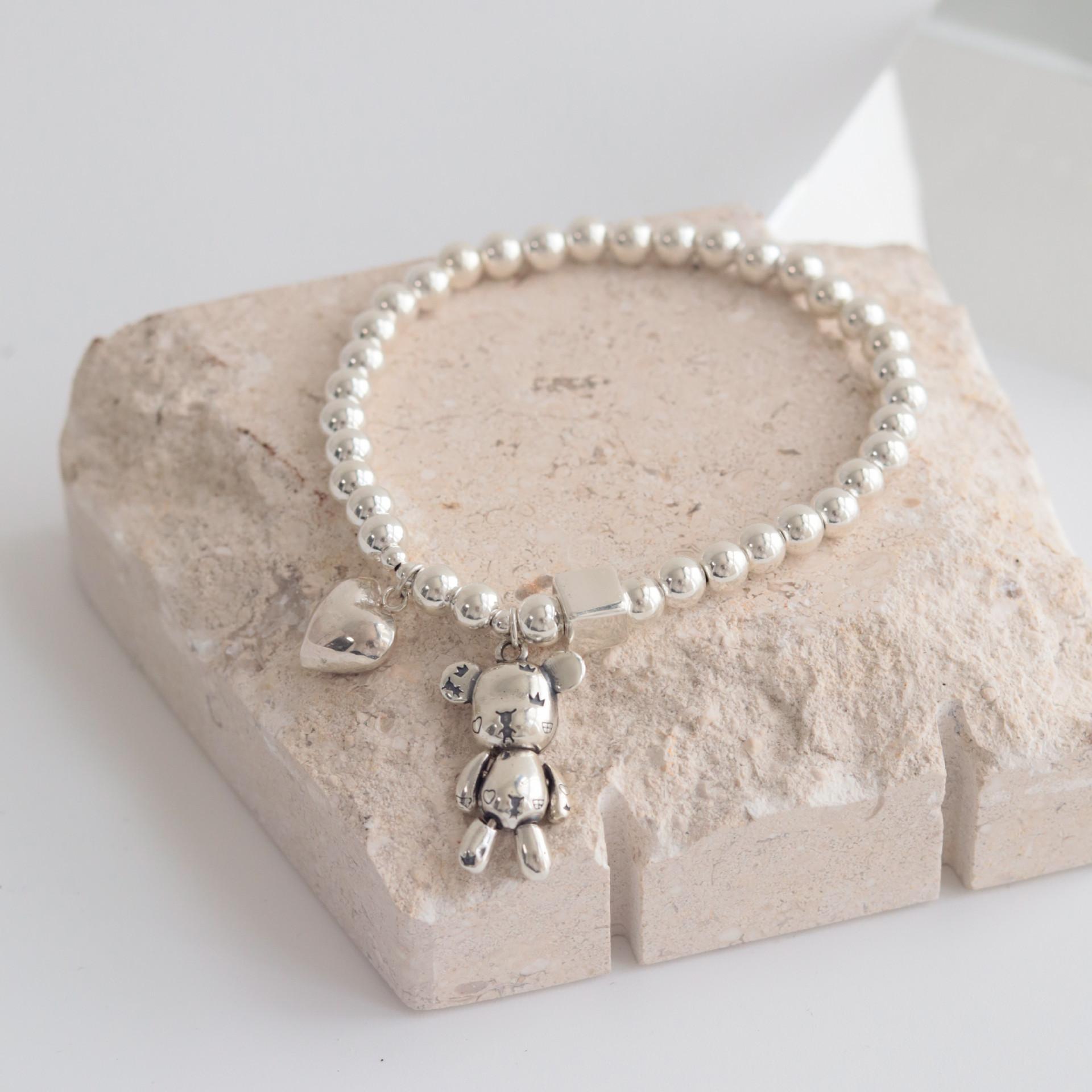 

copper Bracelets for Women String of Bead Charms Accessories Trend Vintage Simple Cute Bear Pendant Party Jewellery
