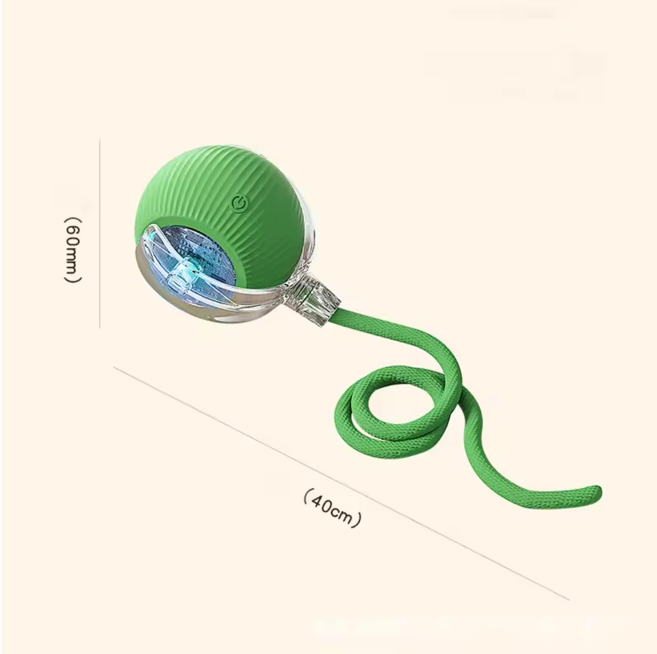 Pet Electric Toy Cat Interactive Ball Toys Automatic Rolling Ball Faux Tail Rechargeable Smart Pet Cat Training Imitate Mouse зелёный