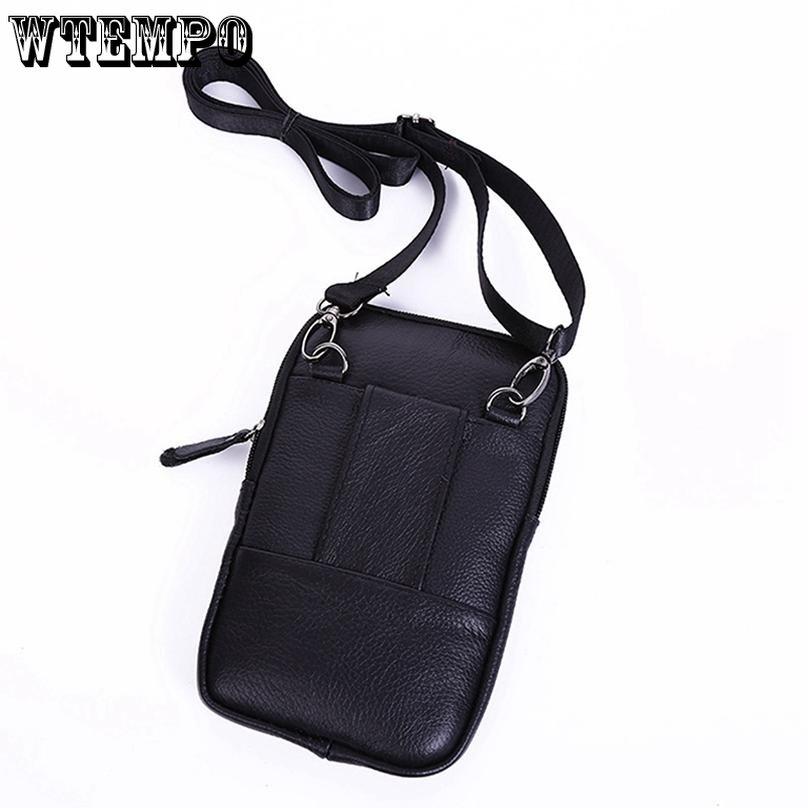 WTEMPO Geantă pentru telefon mobil pentru bărbați, rucsac multifuncțional pentru afaceri, cu centură de capacitate mare, cu un umăr, din piele de vacă