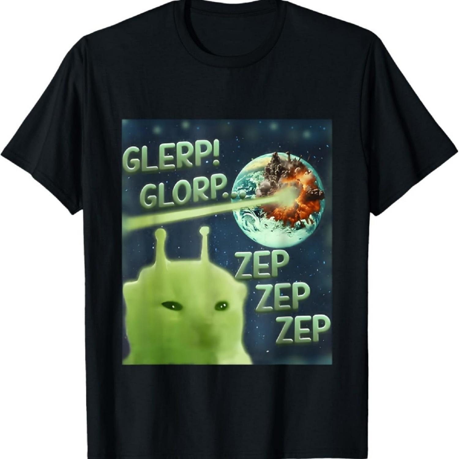 

Glerp Glorp Funny Alien Cat Meme, Brainrot Tee, Costume T-Shirt XXXXXL чорний
