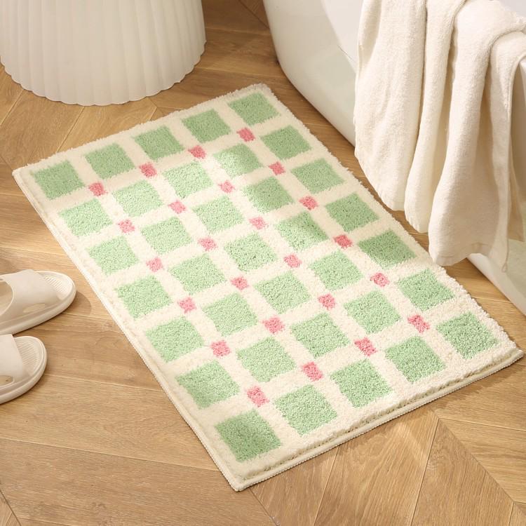 Black & White Striped Non-Slip Absorbent Bathroom Mat – Versatile for Toilet, Bedroom, and Door Entry.