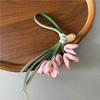 Handmade Floral Gold Embellied Top Layer Genuine Leather Bag Charm Real Leather Accory For Bags Pendants