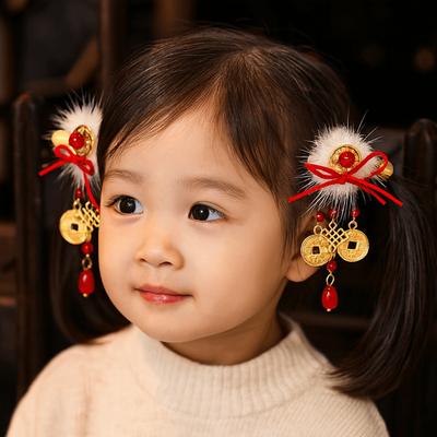 Hanfu Headwear Chinese Style Red Barrettes Tang Suit Ancient Style Hair Clip  Winter