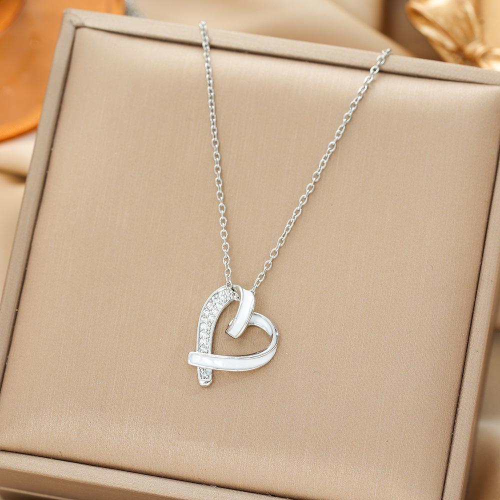 Japan and South Korea Simple Popular Wind Titanium Steel Necklace Female Niche Exquisite Internet Celebrity Zircon Clavicle Chain High-end Jewelry