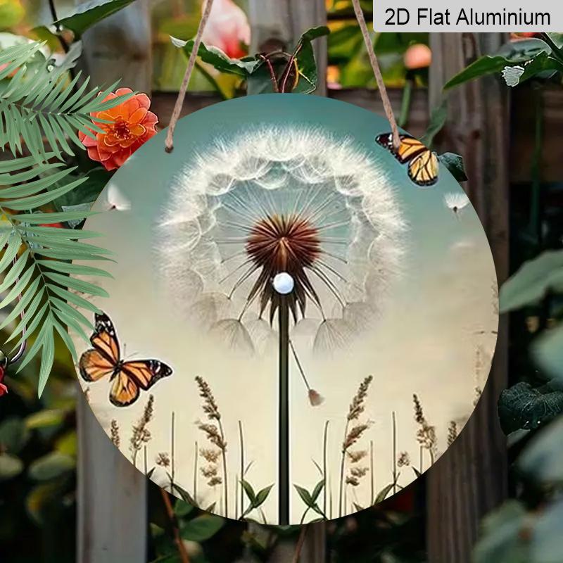 

2D Flat Aluminum Dandelion-Themed Wall Art Rustic Style 7.87 Inches X 7.87 Inches Perfect for Homes, Studios, Cafes, Gardens, Front Doors, Porches 1pc