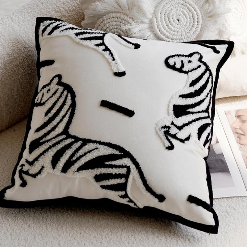 Kissenhülle 45x45 Schwarz Weiß Farbe Kissen Dekorative Kissenhülle für Sofakissen Luxus Dekoration Zuhause