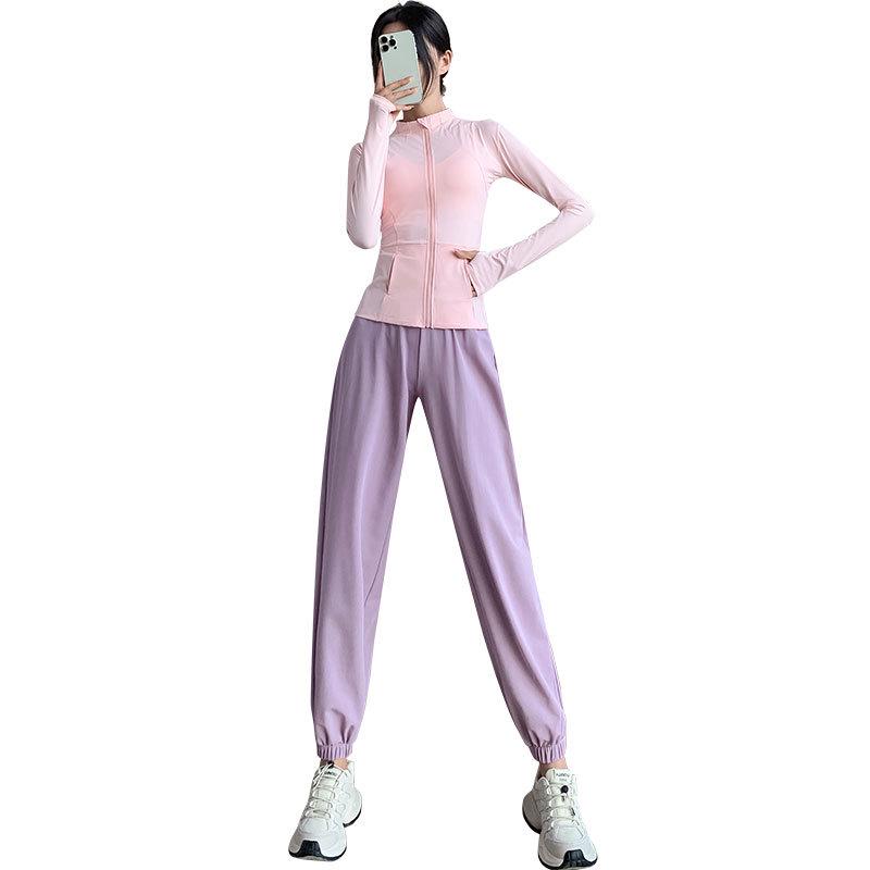 Women's Summer 2024 Sun Protection Yoga Suit: Quick-Dry Sports Fitness Jacket & Pants for Outdoor Activities