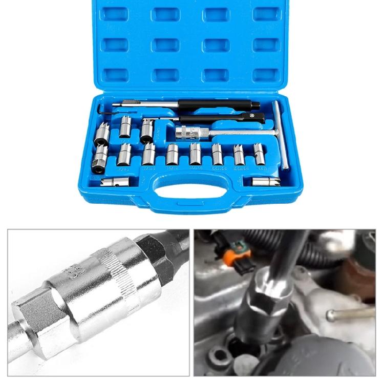 Complete Valves Seat Repair Tool Set 17pcs Heavy Duty Automotive Maintenance Kit with Storage Box for Fuels Injectors