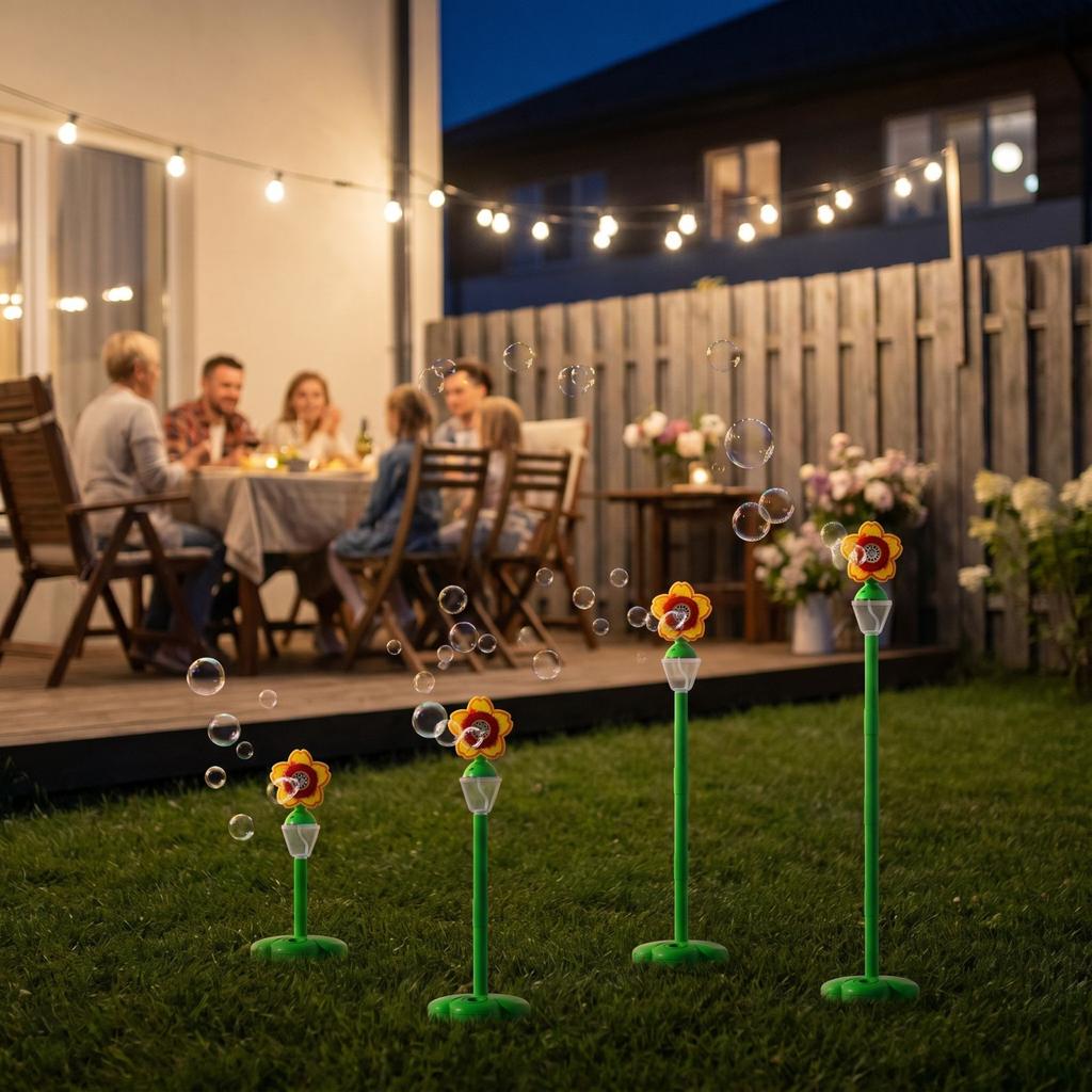 Sunflower-shaped Bubble Machine, Street Lamp Bubble Toy, With Four Of Height Adjustment, Bubble Machine,140ml