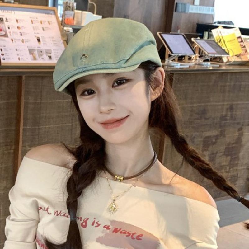 Spring and Summer Washing Cowboy Front Hat Girl Old Retro Hot Girl Newspaper Boy Hat Hong Kong Style Ins Style Versatile Beret