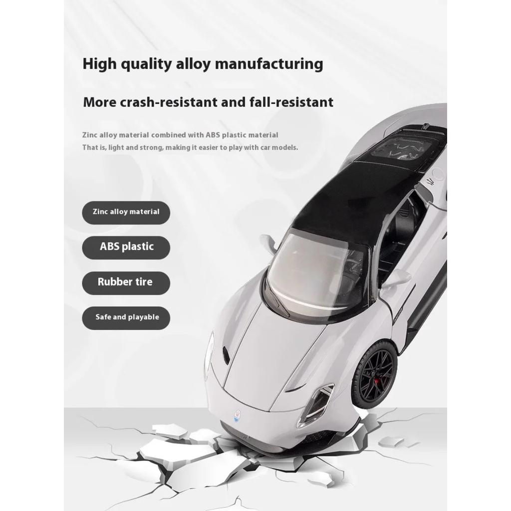 Diecast 1/22 Maserati MC20 Super Sports Car Alloy Model Sound & Light Pull Back Toy Boy Sports Car Toy Birthday Present for Kid
