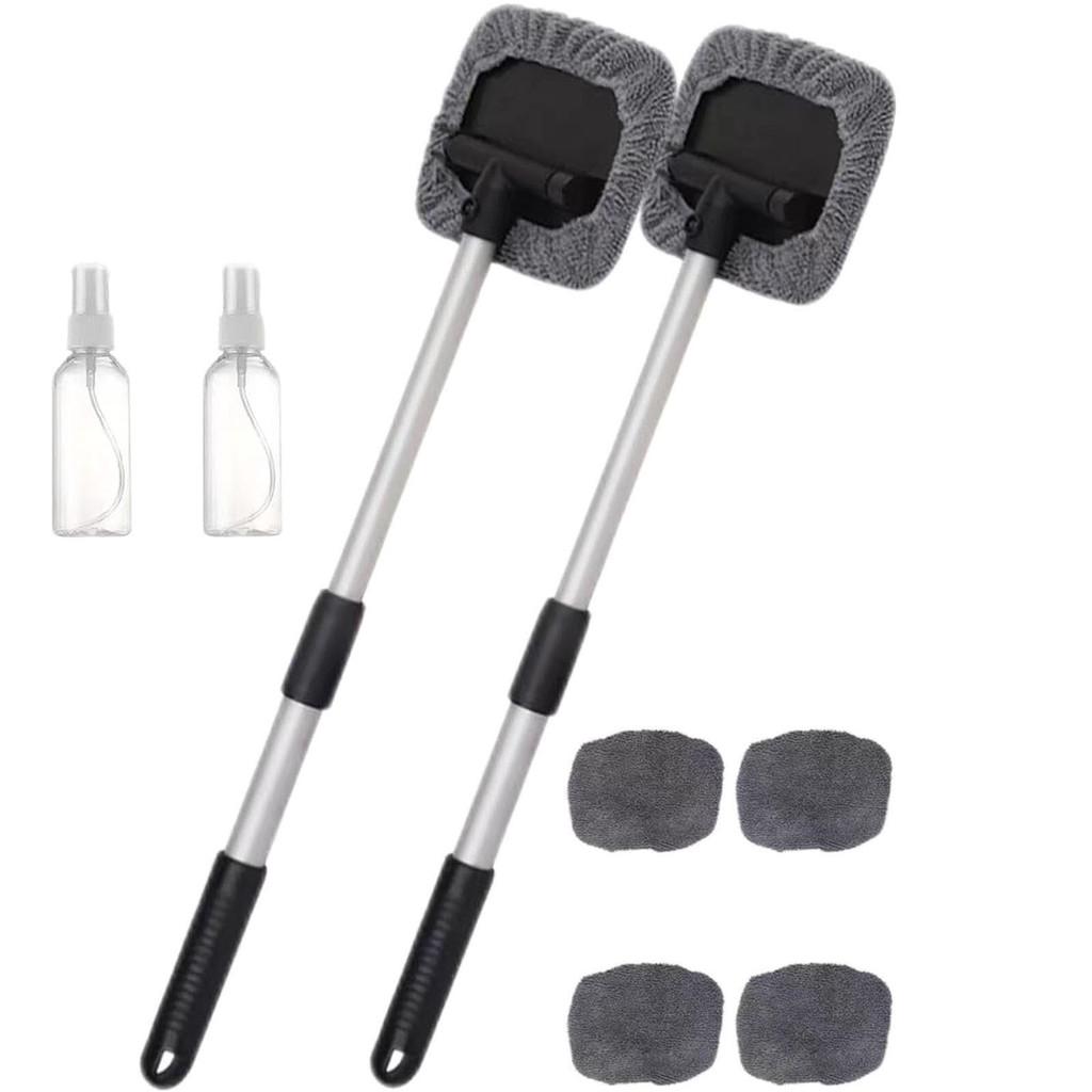 Car Windshield Cleaning Tool With Telescopic Handle And Microfiber For Spotless Glass