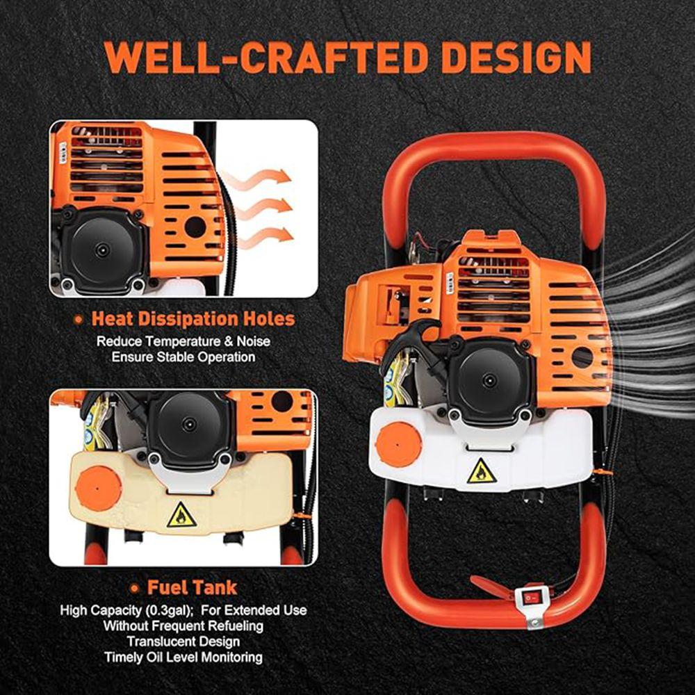 Mașină de Săpat 52CC Petrol în 2 Timpi Burghiu de Pământ 2.4 CP Motor de Găurit de Grădină cu Biți de 4 Inch 6 Inch 8 Inch pentru Găuri de Plantat Copaci