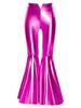 Girls Stage Performance Set Square Collar Metallic Crop Top Ruffled Sleeves Sequins with Split Bell Bottom Shiny Pants for Jazz Dance Recital