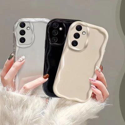 Simple Cream Shape Border Clear Soft Wave Phone Case for Samsung Galaxy S23 Ultra S22 Plus S21FE  A54  Cover and Case for Iphone13 12 14 15pro Max