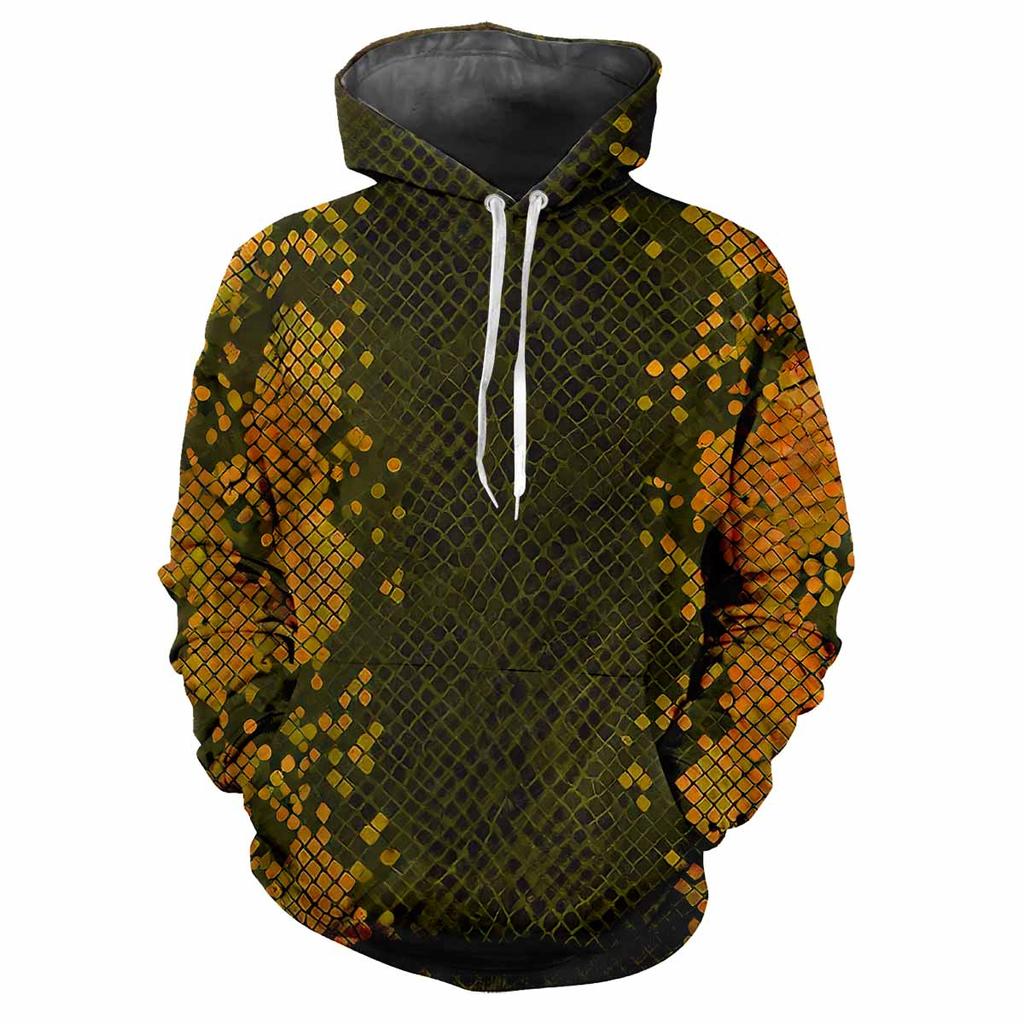 Trendy men's Hoodie Printed Tartan Patterns Digital Printing Casual Long Sleeved Hooded Thick Fabric Tops