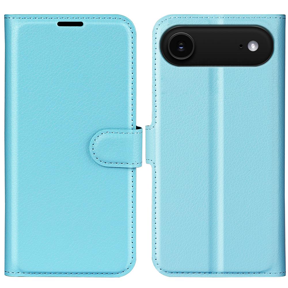 

For iPhone 17 Air Case Litchi Texture Shockproof Leather Wallet Phone Cover Blue