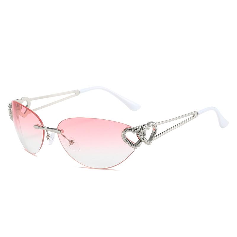 

Винтажные Панк-Солнцезащитные Очки Без Оправы Двойное Сердце Y2K Женские Мужские Стильные Кошачий Глаз Солнечные Очки Мода Роскошный Стиль Бренда Дизайнерские Очки As the picture