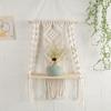 Rattan Shelf Easy To Install Woven Fine Workmanship Modern Bohemian Macrame Wall Hanging Shelves for Bar