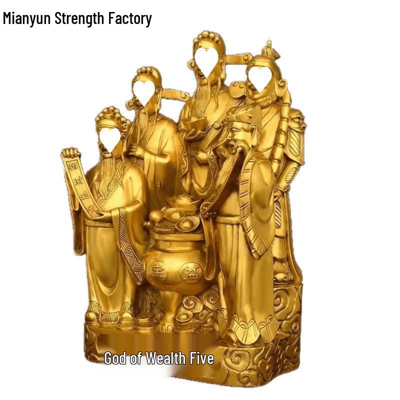 Soška Buddhy Pěti bohů bohatství: Dekorace Prosperity & Poklad pro Vchod, Halu nebo Pult - Ideální Dárek na Kolaudaci nebo Otevření