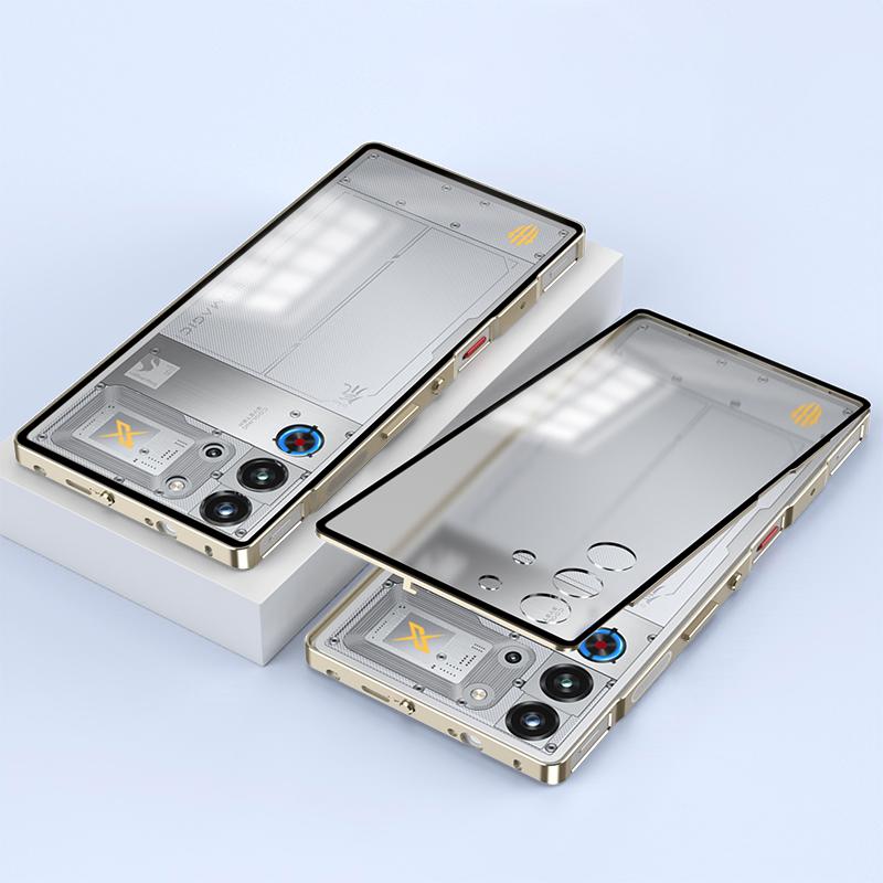 For ZTE nubia Red Magic 10 Pro 5G Case Metal Frame Matte PC Back Phone Cover with Snap Button