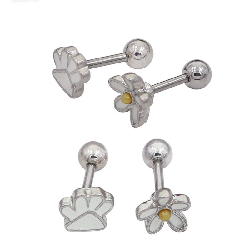 

Drip Oil Flower Footprint Cartilage Stud Earring Jewelry 1.2*6mm
