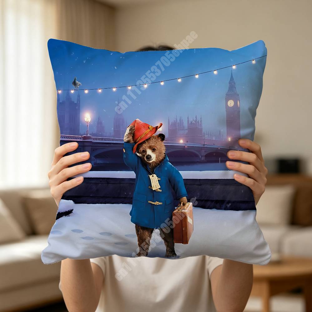 PPaddingtonS Bear Movie Pillow Cover Sofa Couch Cushion Case Creative Workspace Accent Home Decor