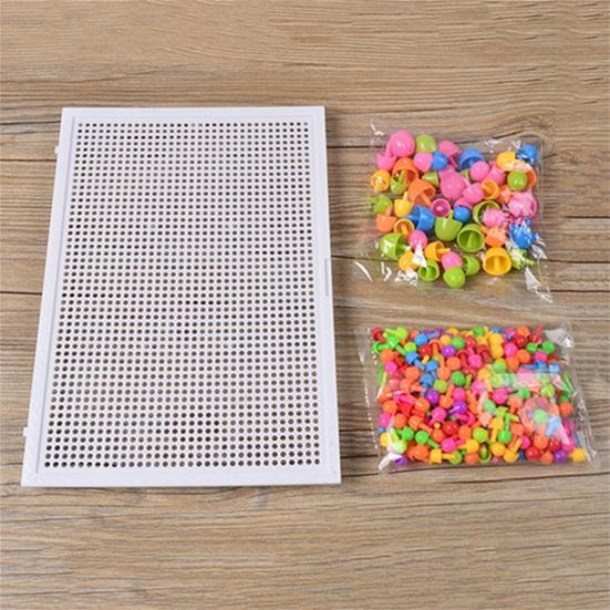 296Pcs Puzzle Multicolored Educational Plastic Mushroom Nail Mosaic Pegboard for Children
