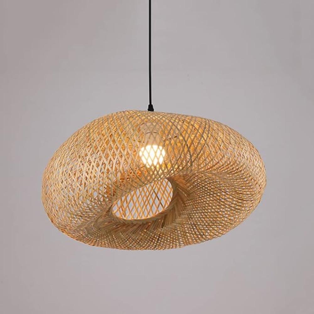 40CM E27 Bamboo Pendant Light Chinese Restaurant Hand-Woven Hanging Lamp Zen Tea Room Lantern Rustic Creative B&B Pendant Lamps